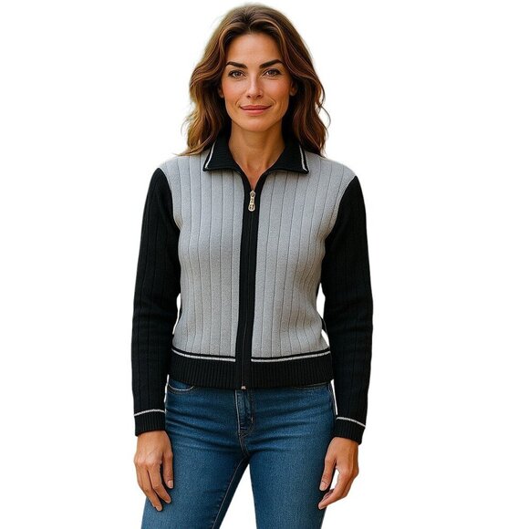 St. John Black Cardigan Sweater with Elegant Design - Picture 1 of 5